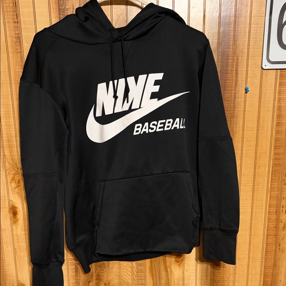 Nike Black Hoodie with White Baseball Logo